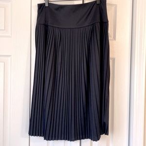 Pleated Navy Midi Skirt